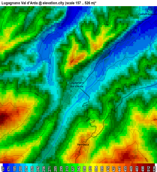 Lugagnano Val d'Arda elevation map