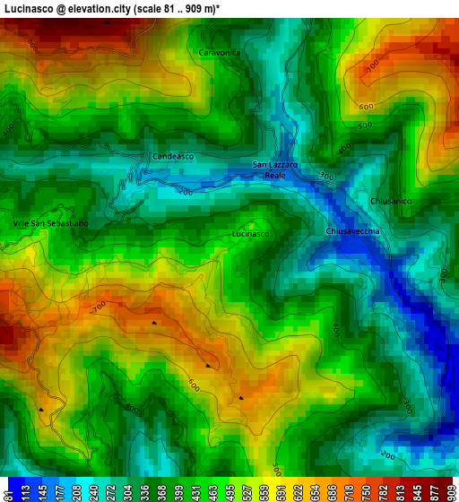 Lucinasco elevation map