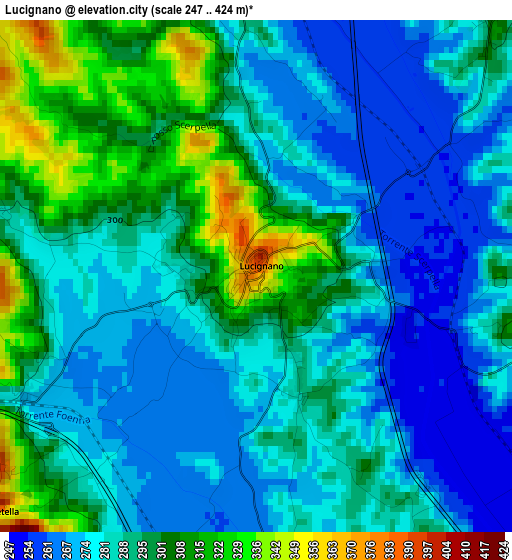 Lucignano elevation map