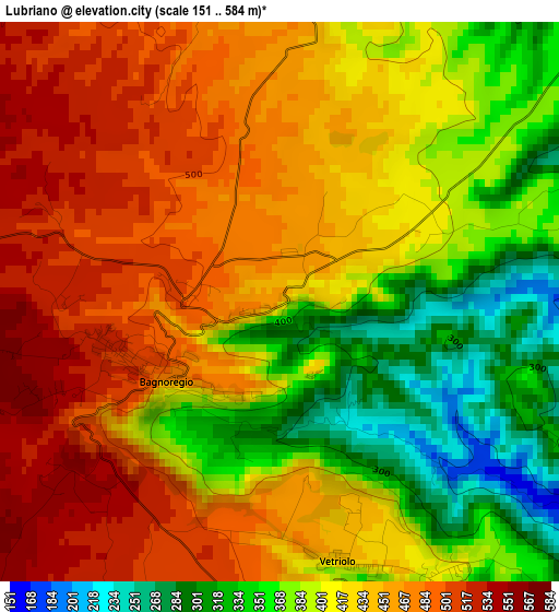 Lubriano elevation map