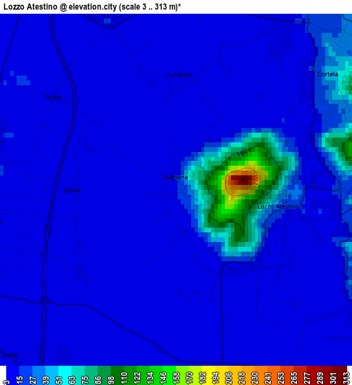 Lozzo Atestino elevation map