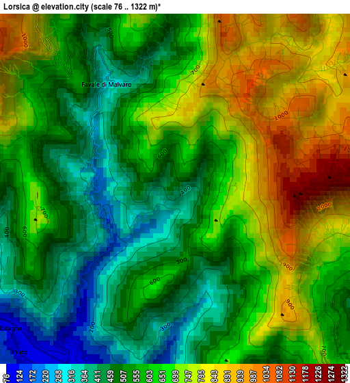 Lorsica elevation map