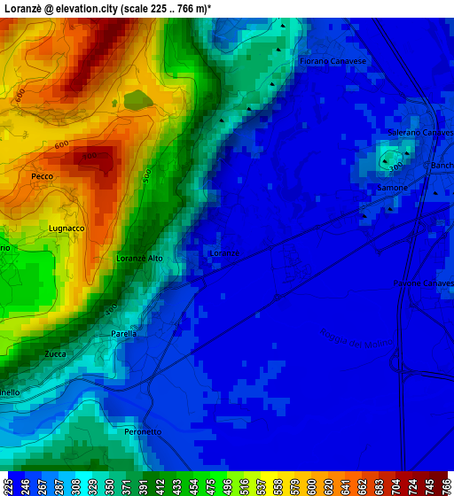 Loranzè elevation map