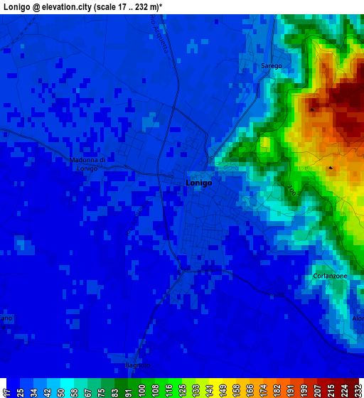 Lonigo elevation map