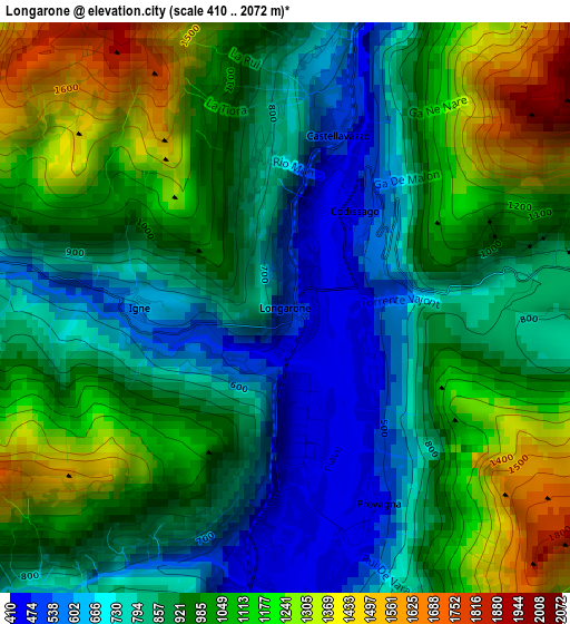 Longarone elevation map