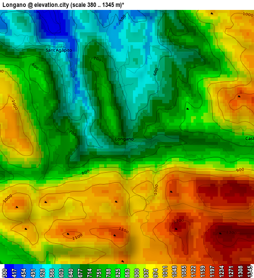 Longano elevation map