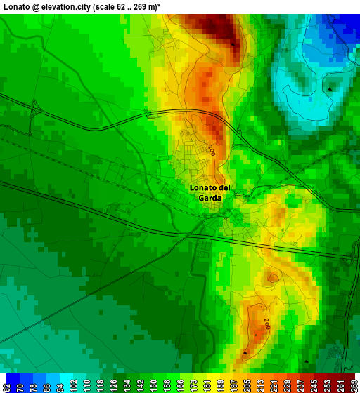 Lonato elevation map