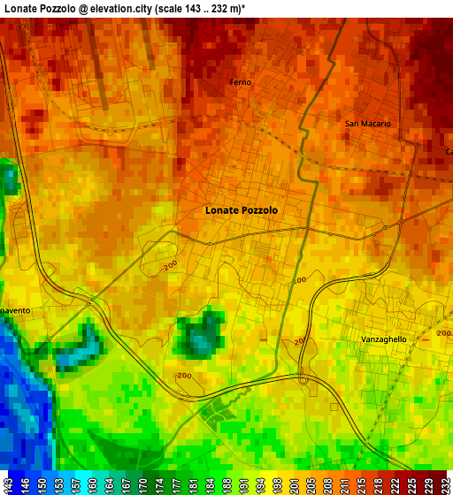 Lonate Pozzolo elevation map