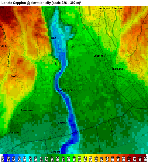 Lonate Ceppino elevation map