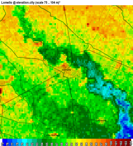 Lomello elevation map