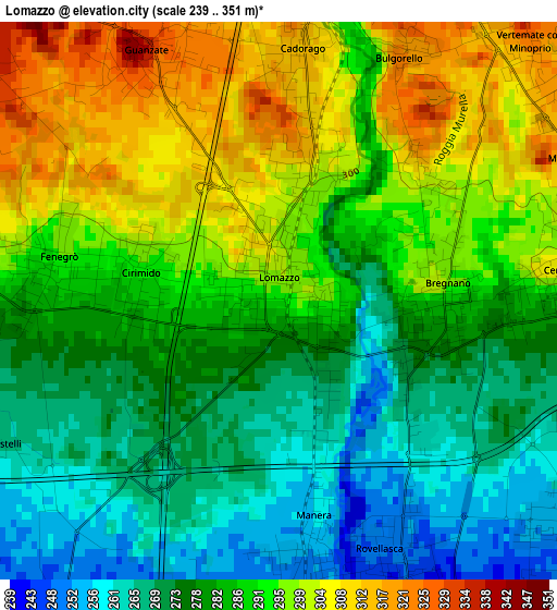 Lomazzo elevation map