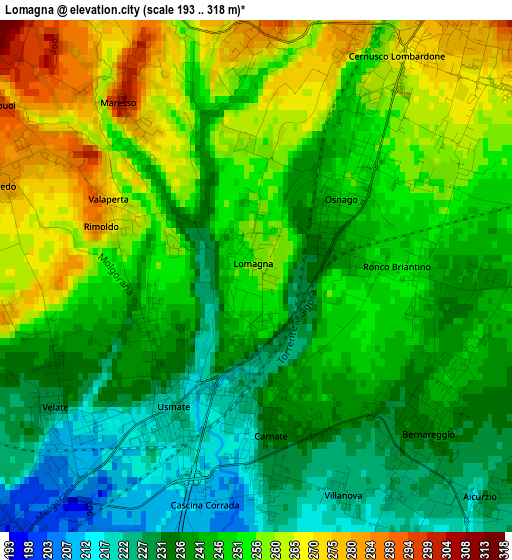 Lomagna elevation map