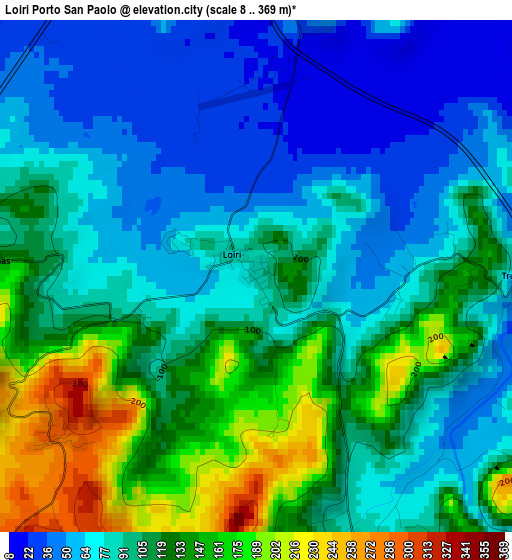 Loiri Porto San Paolo elevation map