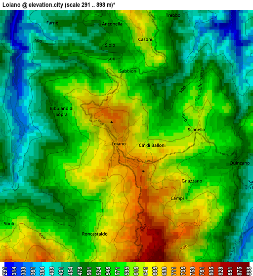 Loiano elevation map