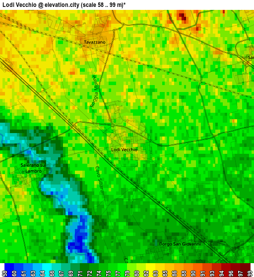 Lodi Vecchio elevation map