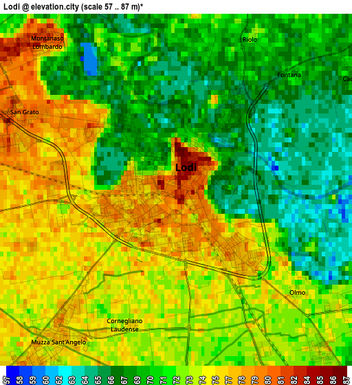 Lodi elevation map