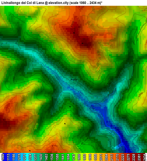 Livinallongo del Col di Lana elevation map