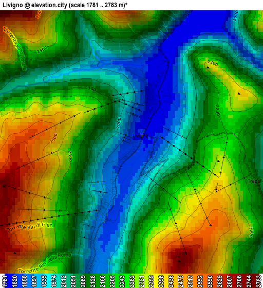 Livigno elevation map