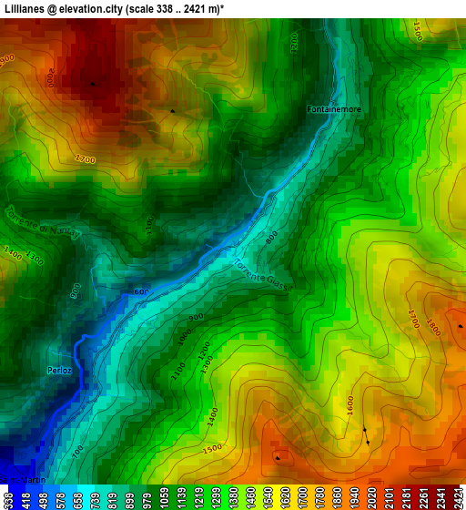 Lillianes elevation map