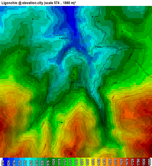 Ligonchio elevation map