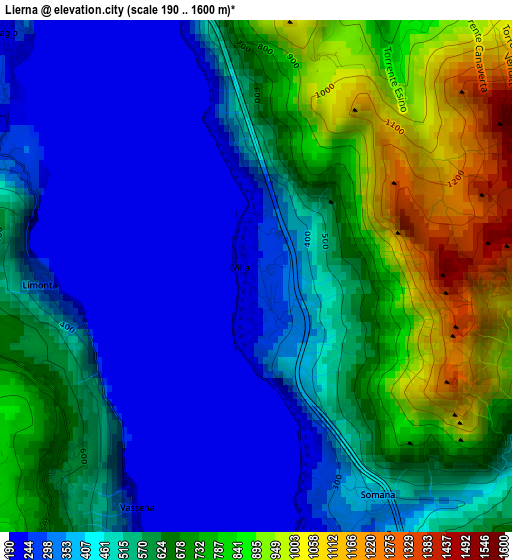 Lierna elevation map