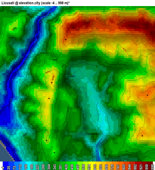 Licusati elevation map