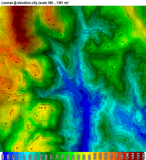 Licenza elevation map