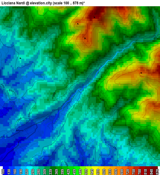 Licciana Nardi elevation map