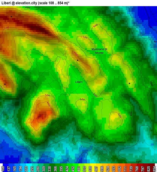 Liberi elevation map