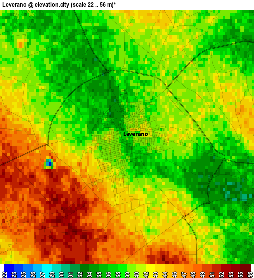 Leverano elevation map