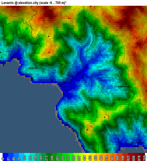 Levanto elevation map