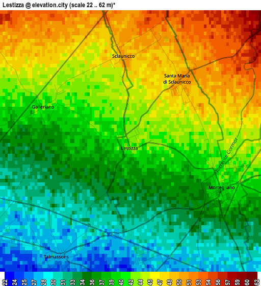 Lestizza elevation map