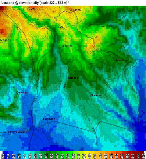 Lessona elevation map