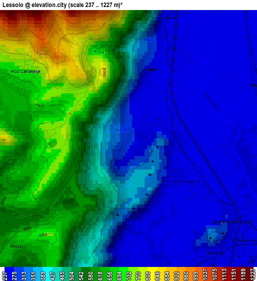 Lessolo elevation map