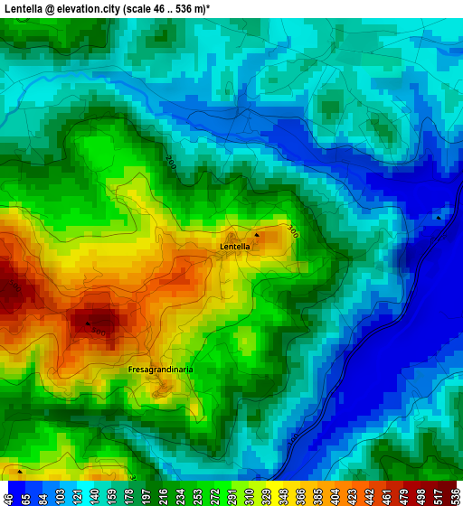 Lentella elevation map