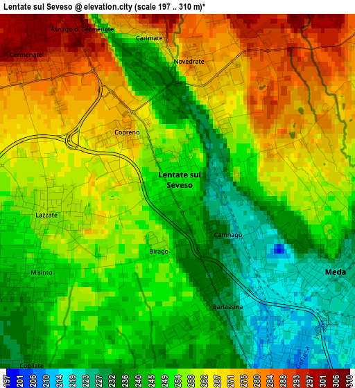 Lentate sul Seveso elevation map