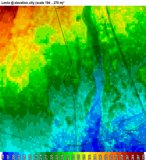 Lenta elevation map