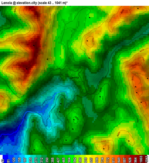 Lenola elevation map