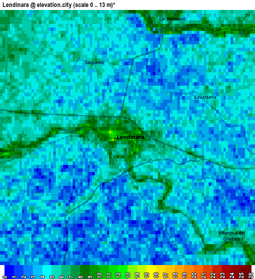 Lendinara elevation map