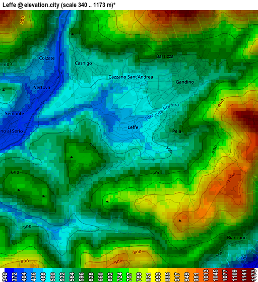 Leffe elevation map