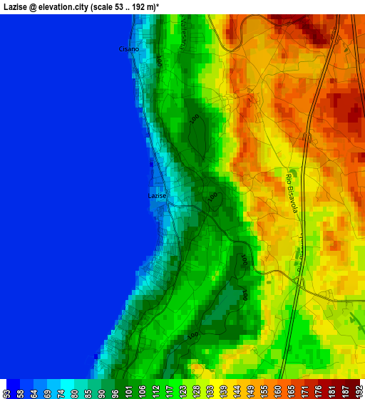 Lazise elevation map