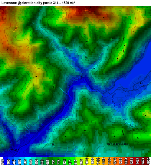 Lavenone elevation map