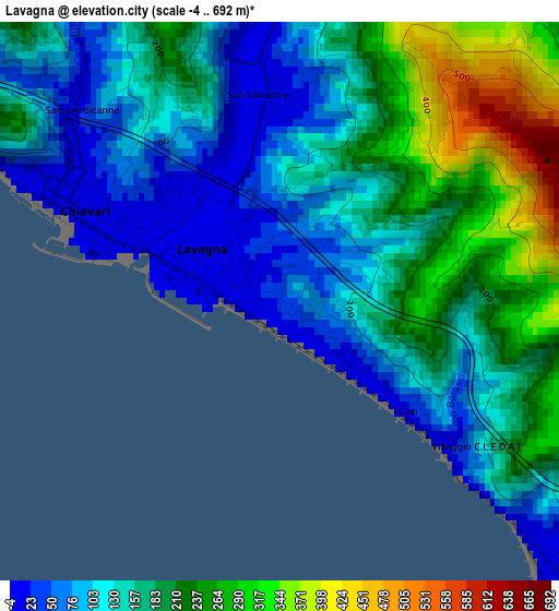 Lavagna elevation map