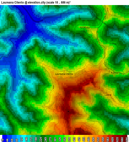 Laureana Cilento elevation map