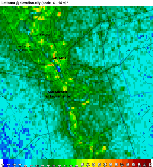 Latisana elevation map