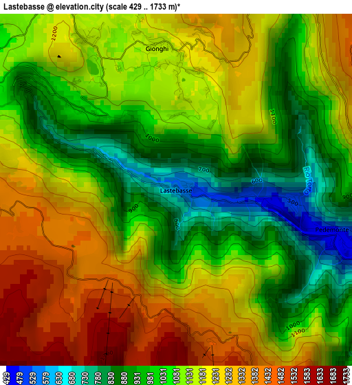 Lastebasse elevation map