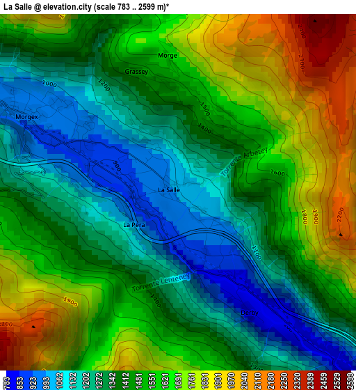 La Salle elevation map