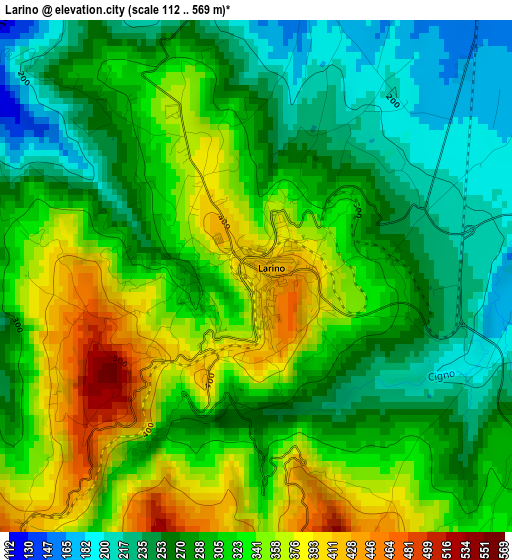 Larino elevation map