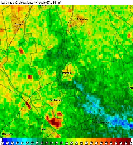 Lardirago elevation map