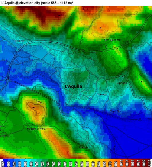 L'Aquila elevation map